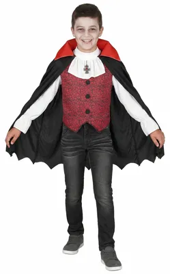 Immagine prodotto di Costume da vampiro di Halloween per ragazzi nero-bianco-rosso - 110-122 (4-6 anni)