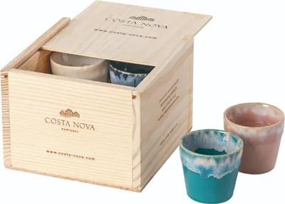 Produktbild von Costa Nova Espressotasse Grespresso, Mehrfarbig, 8 Stück in Holz-Geschenkbox, 70 ml, 6,5 x 5,8 cm