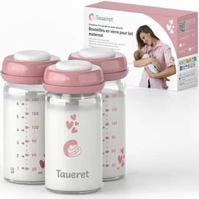 Produktbild von Borosilikatglas Flasche, 180 ml, luftdicht, BPA-frei, für Muttermilch