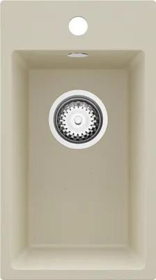 Produktbild von PRIMAGRAN Spülbecken Beige 28x50cm, Granitspüle 1 Becken + Ablauf-Set, Küchenspüle ab 30er Unterschrank - Riga