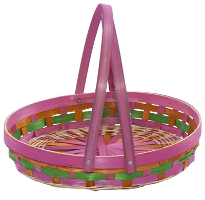 Produktbild von Bambuskorb mit zusammenklappbaren Tragegriffen, 30x24x5 cm (Set mit 5 Stück)
