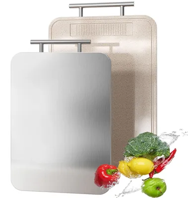 Produktbild von Omgoods – Schneidebrett aus reinem Titan und Weizenfasern, beidseitig verwendbar