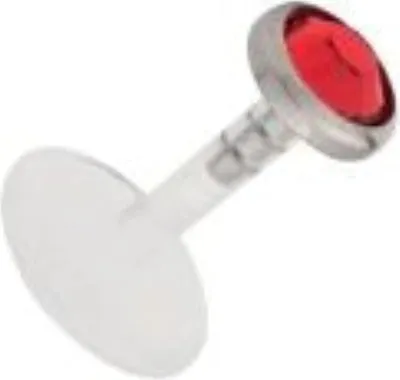 Produktbild von Labret Bioplast Lippen Piercing Aufsatz Titan Kristall Stein 3mm Flach -Rot FTAJ3F