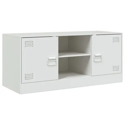 Image de Meuble TV blanc 99x39x44 cm acier