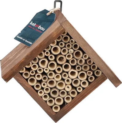 Productafbeelding van KOTARBAU® Insectenhotel Voor In De Tuin - Hout - 240 x 240 mm - Bruin - Lieveheersbeestjes Huisje - Insectenhotel Voor Wilde Bijen - Insectenhuis om op te Hangen