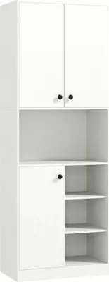 Produktbild von GOPLUS Küchenschrank hoch, Hochschrank mit 3 Türen & 2 Schränken & offenen Ablagen, Küche Aufbewahrungsschrank für Küche & Wohnzimmer (Weiß)