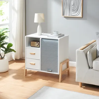 Immagine prodotto di Credenza 'Kvaefjord' 66x60x40 cm con un'anta tamburata bianco/grigio