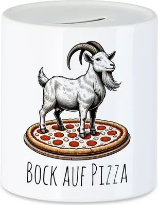 Produktbild von Bock Auf Pizza Spardose Ziegenliebhaber Pizzaliebhaber Lustige Sprüche Humor Fun Geschenk