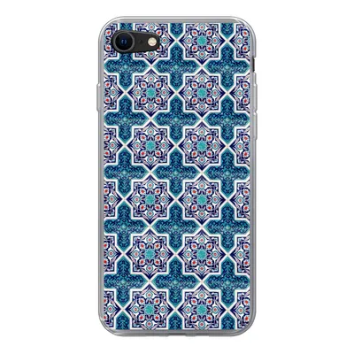 Produktbild von MuchoWow® Handyhülle Schutzhülle Hülle für iPhone 8 Ein marokkanisches Mosaikfliesenmuster, bei dem hauptsächlich die Farbe Blau verwendet wird Silikon Softcase Handy Hülle - Schutzhaube