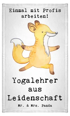 Produktbild von Mr. & Mrs. Panda Handtuch Yogalehrer Leidenschaft - Weiß - Geschenk, gästehandtuch frottee, gäste wc, Gäste-WC, Klein, Baumwollhandtuch