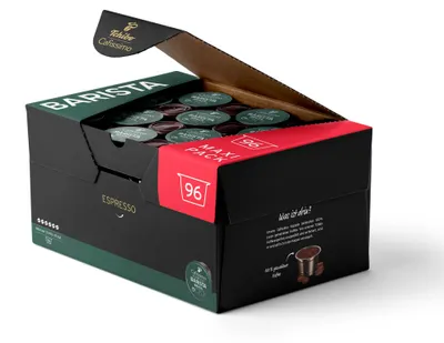 Obrázok produktu pre Tchibo Cafissimo Espresso Brasil box na kávové kapsule, 96 kapsúl (espresso, výrazné s orieškovou chuťou), udržateľný a spravodlivý obchod