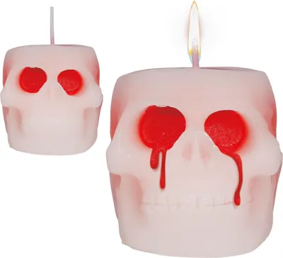 Immagine prodotto di Scheletro Teschio Candela Sanguinosa Decorazione di Halloween Spaventosa, Colore: Bianco