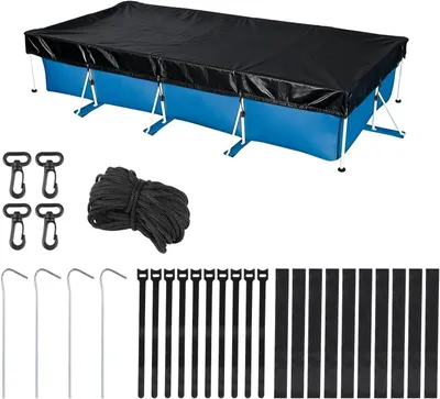 Immagine prodotto di Copertura per piscina rettangolare - Telo copripiscina - Protegge la piscina - Doppia protezione UV - 220 x 150 cm - Nero