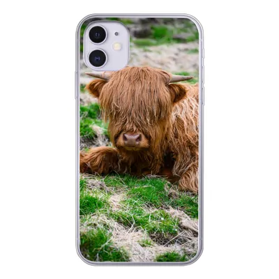 Produktbild von MuchoWow® Handyhülle Schutzhülle Hülle für iPhone 11 Schottischer Highlander - Heu - Gras Silikon Softcase Handy Hülle - Handytasche
