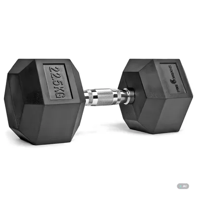 Obrázek produktu pro Činka 22,5 kg, šestihranná činka, gumový povrch, tělocvičné činky pro silový trénink, domácí, cvičení, fitness