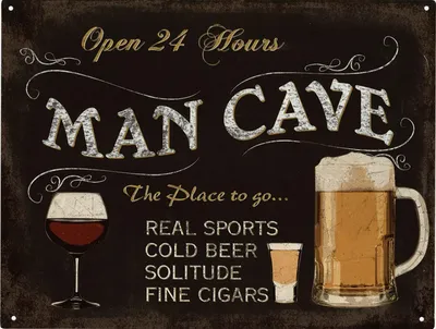Produktbild von Moritz Retro Deko Blechschild Open 24 Hours Man Cave Geschenk-Idee aus Metall Vintage-Design zur Dekoration