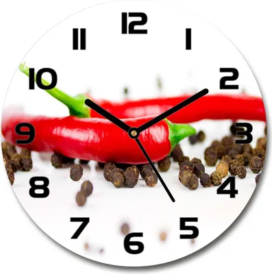 Produktbild von Wanduhr aus Glas 30fi Glasbild Glasuhr Gehärtetes Glas - schwarze-zeiger - Chilli and pepper