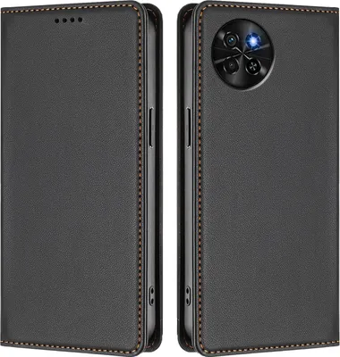 Image de Etui en cuir pour itel S23, étui magnétique en cuirPolyuréthaneavec support Noir