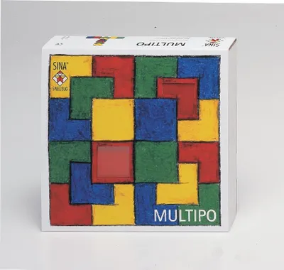 Produktbild von Holzspielzeug Bausteinspiel „Multipo“ 40mm Steine LxBxH 177x177x44mm NEU
