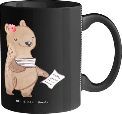 Produktbild von Mr. & Mrs. Panda Tasse Steuerberaterin Herz - Schwarz - Geschenk, Kaffeetasse, Teetasse, keramik, Kaffeebecher, Trinkbecher