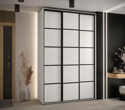 Produktbild von Kleiderschrank YVONA 4 - 160/45 cm, weiß/schwarz