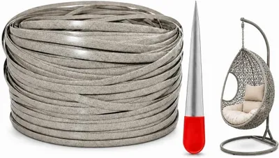 Flaches PE-Rattangeflecht, 65 m, silber, mit Griff, für Möbelreparatur