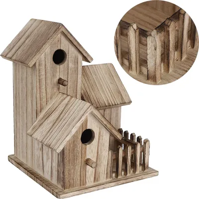 Imagen del producto de Caja de nido para pájaros de madera, pequeña, para jardín, ideal para la cría de aves. Decoración para el hogar y suministros para mascotas