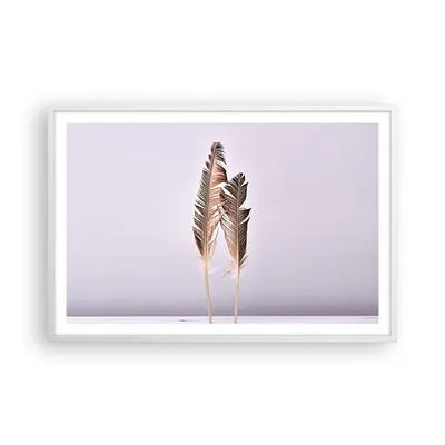 Produktbild von Gerahmtes Poster - Weißer Rahmen - Zwei Federn Flieder - 91,5x61 cm - Wand Bild - Wanddeko - Wandbilder - Kunstposter - Wandposter - Bilderrahmen - Bilder - Kunstdruck - Wandbild - P2WAA91x61-4335
