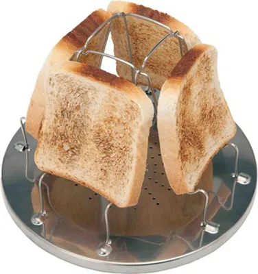 Produktbild von Klappbarer Campingkocher-Toaster aus Edelstahl, Toasterrost für 4 Toastscheiben