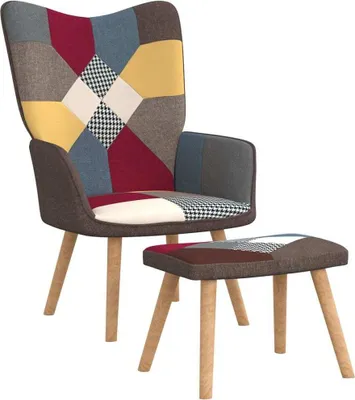 Immagine prodotto di The Living Store Poltrona relax con poggiapiedi Tessuto patchwork