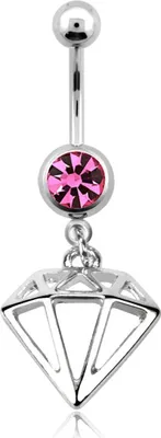 Produktbild von Bauchnabelpiercing Diamant Diamond Zirkonia Kristall Autiga® silber-pink