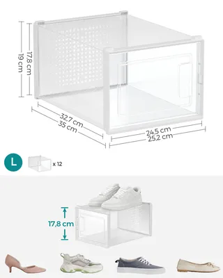 Obrázek produktu pro Krabice na boty SONGMICS 12 balení skládacích krabic na boty až do velikosti 46 bílá