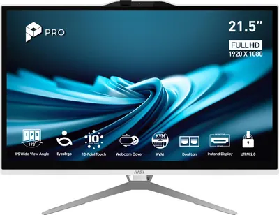 Produktbild von MSI Pro AP222T 14M-623EU Intel® Pentium® Gold G7400 54,6 cm (21.5") 1920 x 1080 Pixel Touchscreen All-in-One-PC 8 GB DDR4-SDRAM 128 GB SSD Windows 11 Pro Wi-Fi 5 (802.11ac) Weiß