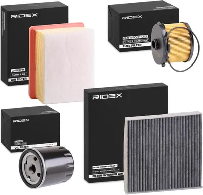 Produktbild von RIDEX Filterset Inspektionspaket Filtersatz für CITROËN Berlingo / Berlingo First (MF, GJK, GFK) passend für PEUGEOT PARTNER Combispace (5F)
