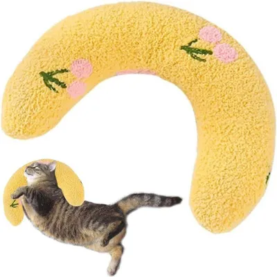 Produktbild von Kleines U-förmiges Katzenkissen, weiches und flauschiges Halbdonut-Kissen für Katzen und Welpen