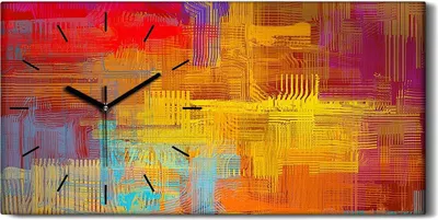 Produktbild von Dekor Leinwand Uhr Wandbilder 60x30 Ausdrucksstarke handgemachte Malerei - schwarze Hände