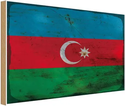 Produktbild von vianmo Holzschild 30x40 cm Aserbaidschan Azerbaijan Flagge Fahne Wappen