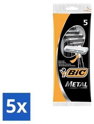 Productafbeelding van 5 x Bic Men metalen wegwerpbrijscheermessen - Metaal - Enkele scheermesjes - Voordeelverpakking - 5 stuks