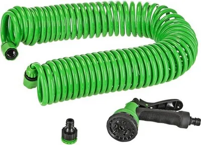 Produktbild von Spiralschlauch-Set grün, 15 m mit Multifunktionsbrause