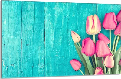 Obrázek produktu pro Krycí deska varné desky 80x52cm 1-dílný keramický kryt varné desky, tulipány tyrkysová