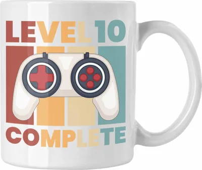 Produktbild von Trendation - 10. Geburtstag Tasse Geschenk Jungs Jungen Gamer Zocker 10 Jahre Alt Geburtstagsgeschenk Idee (Weiß)