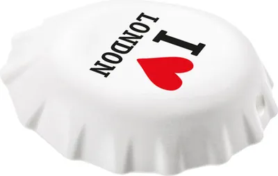 Immagine prodotto di Koziol Plopp I Love London Flaschenöffner, Flaschen Öffner, Kapselöffner, Kunststoff, Weiß mit Schwarz / Rot, 3777525