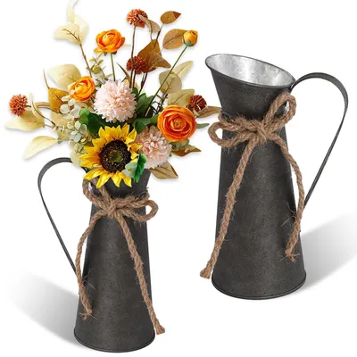 2er-Set Retro Metallvasen, Milchkännchen, Vintage, 20 cm