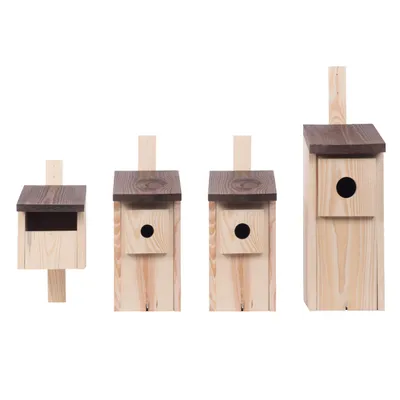 Obrázek produktu pro Woodygift Hnízdní budka pro ptáky 40x16x16 cm – dřevěná ptačí budka pro sýkorky, vrabce a brhlíky, zahradní domek
