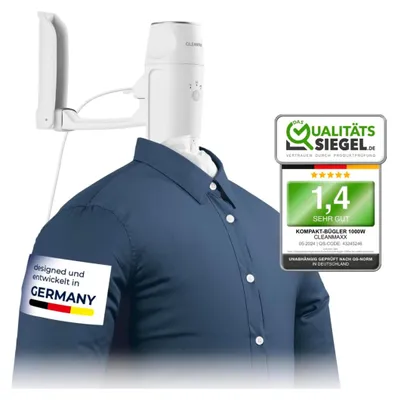 Image de CLEANmaxx - Appareil à repasser automatique PRO KOMPAKT | Appareil à repasser avec mannequin | À accrocher à la porte | Pour chemises et autres vêtements | Blanc