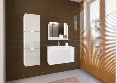Produktbild von FURNITECH Lorent 60 Badezimmer Bademöbel Badeschränke Set mit Waschbecken (Weiß, LED weiß)