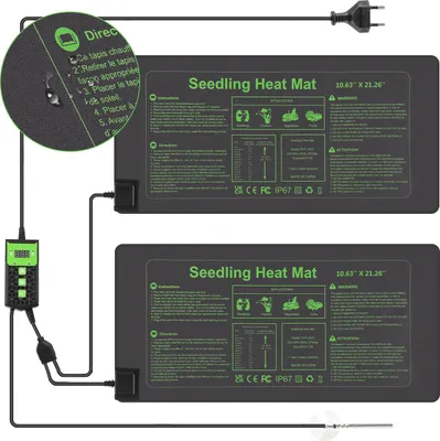Produktbild von Peviasot Pflanzen Heizmatten 2er Set, 55W, Thermostat, Timer 0–12 Std., IP67