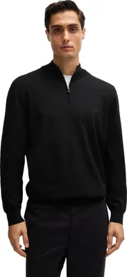 Produktbild von Boss Black Halfzip-Pullover Padro schwarz einfarbig Baumwolle