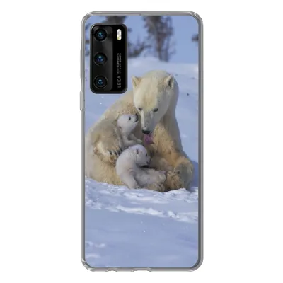 Produktbild von MuchoWow® Handyhülle Schutzhülle Hülle für Huawei P40 Eisbären - Schnee - Weiß Silikon Softcase Handy Hülle - Handytasche