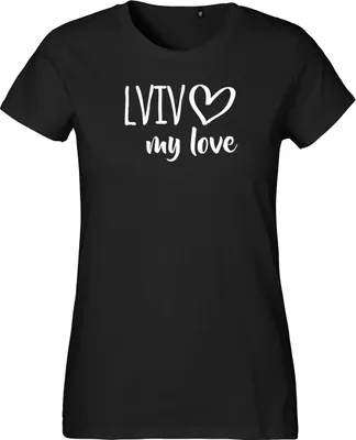 Produktbild von Huuraa Damen T-Shirt Lviv my love XL Black Bio Baumwolle Fairtrade Damenshirt Geschenkidee